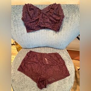 Victoria's Secret Lace panty and top 2pc set. Deep Purple s xl
